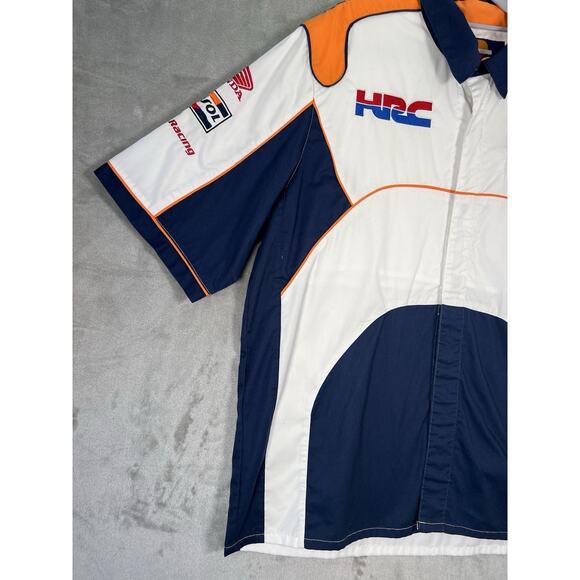 Vintage Honda HRC Pit Shirt Repsol Short Sleeve Patch Button Down Size Large - Picture 3 of 10
